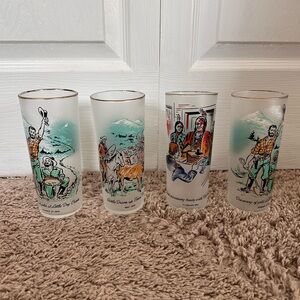 Libbey Vintage Vintage 1959 Colorado Rush To The Rockies Centennial Glass Set